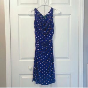 Ralph Lauren Blue and Pink Ruched Midi Dress Sz 6P NWOT